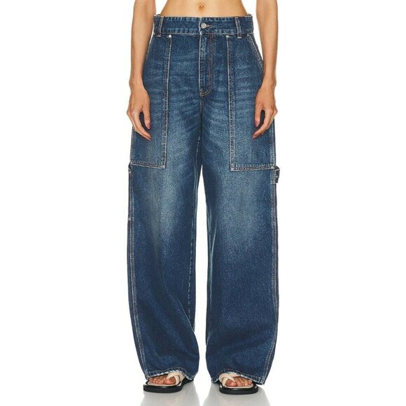 Stella McCartney Vintage Workwear Wide Jeans in Dark Blue 25 New Womens Denim - Picture 1 of 15